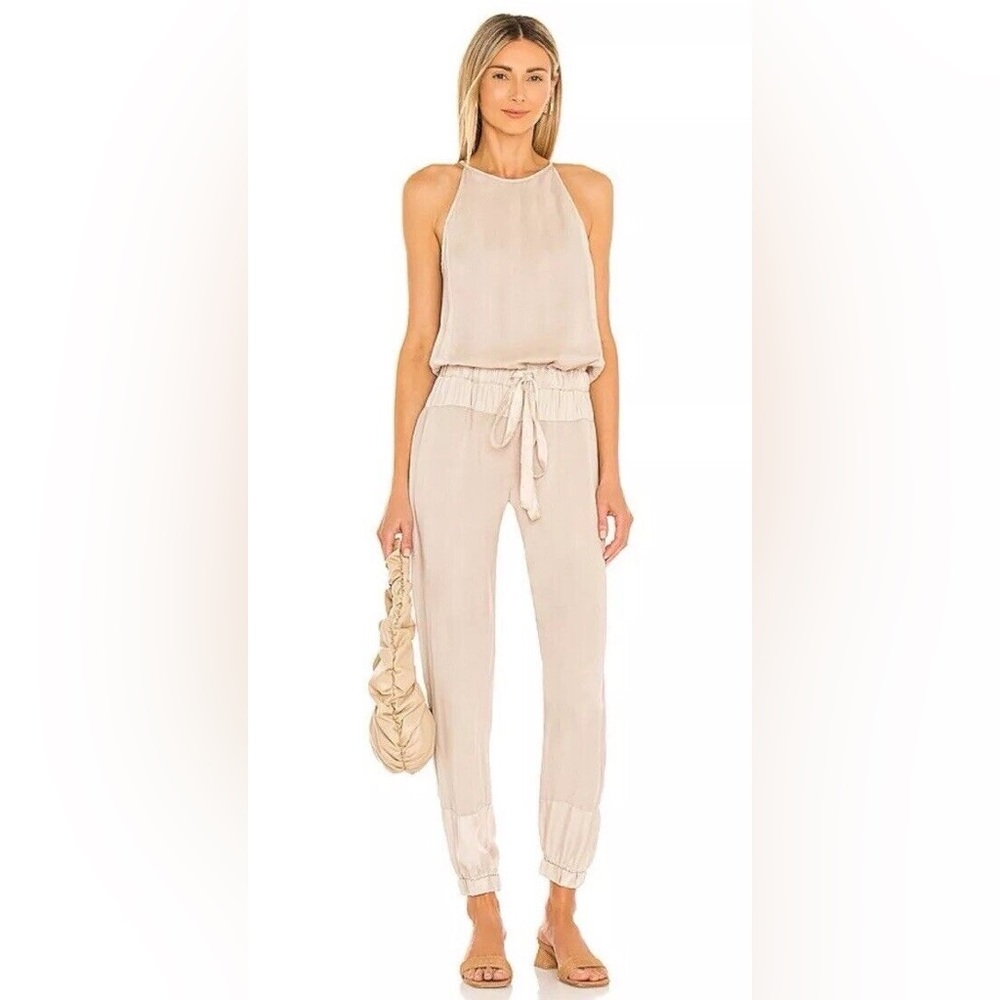 REVOLVE YFB Cream Linen Blend Jumpsuit